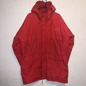Vintage 80s Ohio State University Buckeyes Chalk Line Hooded Overcoat Jacket L